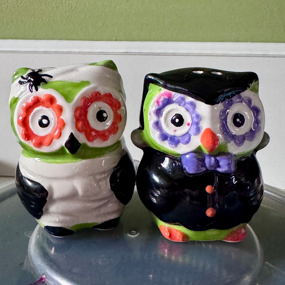 Owl‎ ceramic salt and pepper shakers multicolored - Picture 3 of 3